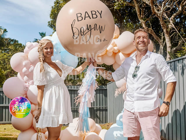 [UNINFLATED] DIY Personalised Beige Gender Reveal Balloon Kit