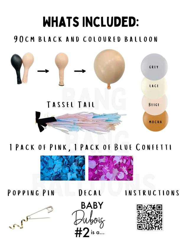 [UNINFLATED] DIY Personalised Beige Gender Reveal Balloon Kit