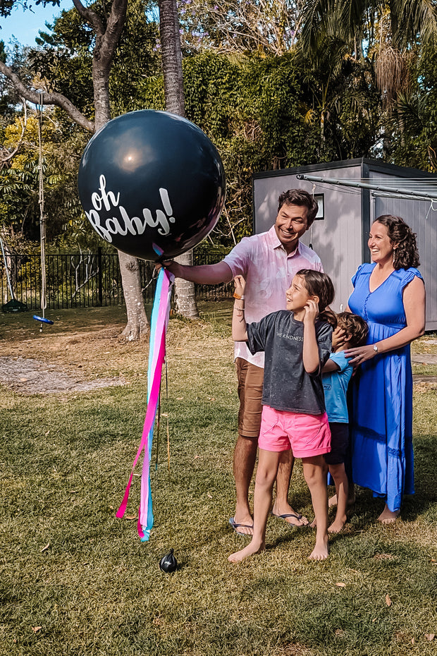 Giant Black Gender Reveal Balloon Kit | Oh Baby, Baby Shower Giant Black Gender Reveal Balloon Kit | Oh Baby, Baby Shower