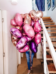 [INFLATED] 30 Foil Balloon Hearts - Bang Bang Balloons