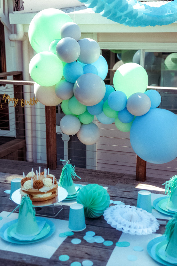 DIY Balloon Garland Kit - Minty (Blue, green, grey) - Bang Bang Balloons