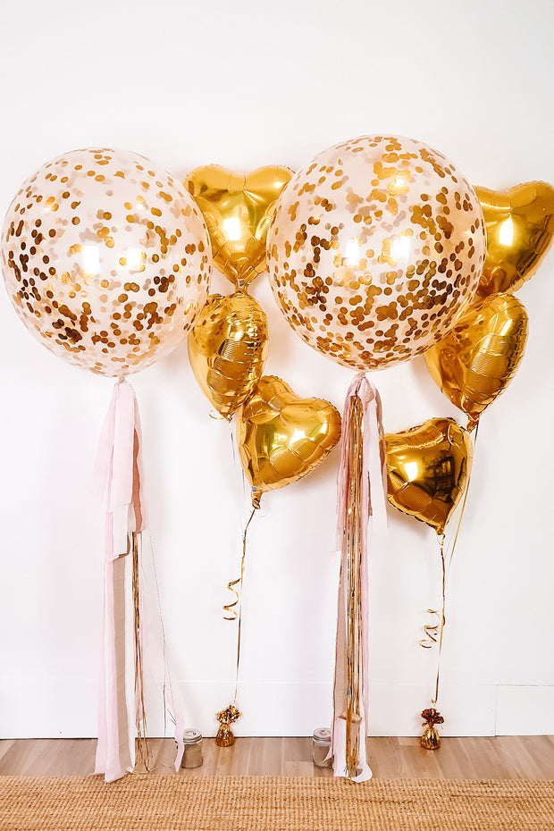 [INFLATED] Confetti Heart Balloon Bundle - Bang Bang Balloons