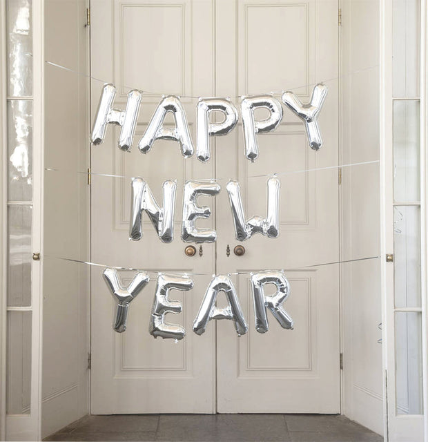 [INFLATED] 16" Happy New Year - Silver - Bang Bang Balloons