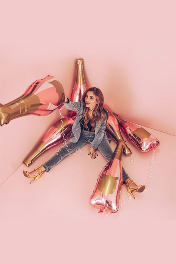 [INFLATED] Pink Champagne Bottle Foil Balloon