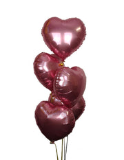 [INFLATED] Foil heart balloon bouquet | 5, 10 or 20 Hearts - Bang Bang Balloons