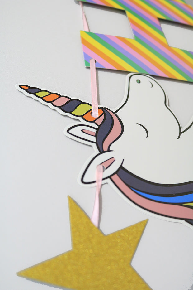 Happy Birthday Unicorn Banner - Bang Bang Balloons